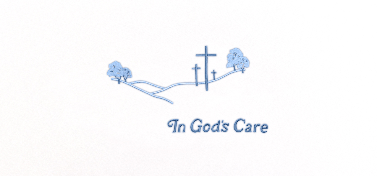 In Gods Care Blue-White Faux